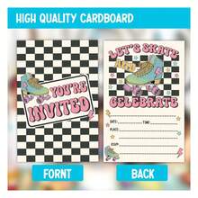 10张轮滑主题生日派对邀请卡，适合男孩女孩轮滑派对邀请 - A - 查看 1