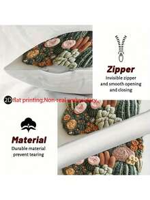 1/2/4 piezas Fundas de almohada bohemias con estampado de cactus y flores, fundas de almohada decorativas con estampado plano 2D con cierre de cremallera para sofá, porche, patio, sala de estar, decoración del hogar, patrón de cactus, material duradero, fundas de cojín, entusiastas del aire libre - Multicolor - Ver 7
