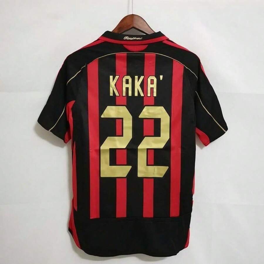 [48-Hour Shipping] AC Milan Home Jersey Kaka No.22 Red And Black Striped Short-Sleeved Football Shirt - 彩色 - 查看 1