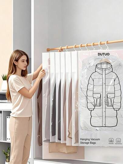 Extra Large Vacuum Storage Bags, Thick Organizer Bags, Long Design, No Power Required, Protect Clothes And Save Space