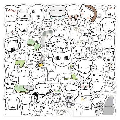 104pcs Ganadi Stickers, Cute Cartoon Dog Mood Stickers, DIY Decor For Water Bottle, Laptop, Luggage, Guitar, Phone, Notebook, Scrapbook, Graduation Gift, Party Decor, Adult Anime Stickers