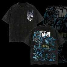 The Arkham  Absolute - Darknight Verse Edition Double Printed Oversize Lightweight Acid Washed Tee TV Series Vintage Graphic Design Top Cotton Comic Movie Superheroes Streetwear T-Shirt Clothes Menswear Womenswearsummer Outfits For Womenanime Shirt - 黑色 - 查看 6