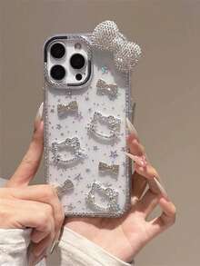 SANRIO [Ốp lưng bảo vệ hình ngôi sao] Ốp lưng chống rơi hình mèo Hello Kitty với khung mạ điện và keo chống nhỏ giọt dành cho Apple, thiết kế ngôi sao bao phủ toàn màn hình. - Bạc - Xem 3