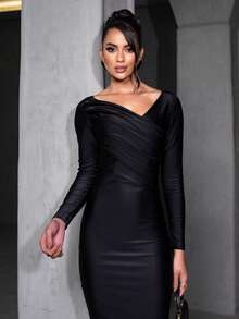 Pradaa Mesh Midi Dress By Leticia Modeler - Black - View 9