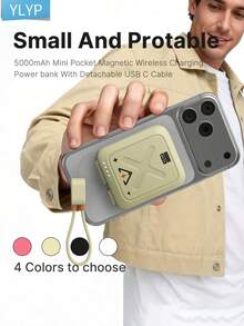 YLYP 5000mAh Ultra-Thin Mini Pocket Magnetic Wireless Power Bank, 22.5W PD Fast Charging, Compatible With IPhone 17/17 Air/16/15/14/13/12 Pro/Pro Max/Plus/Mini - Recolor - View 2