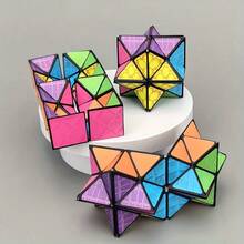 Infinity Magic Cube 3D Rotatable Geometric Flip Cube Striped Pattern Spatial Thinking Training Stress Relief Ideal For Thanksgiving Christmas Gift - 彩色 - 查看 3