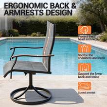 BOSMILLER 7-Piece Outdoor Patio Dining Set With Swivel Chairs & Metal Table, All-Weather Furniture For Deck, Lawn, Garden - Grey - Grey - View 5