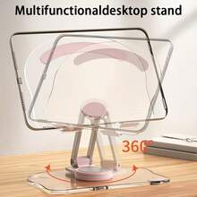 1pc 360° Rotatable Minimalist Acrylic Transparent Desktop Phone Holder, Waterproof Phone Stand, High Transparency Acrylic Tablet PC Laptop Desk Support Rack, 360° Rotatable Foldable Adjustable Multi-Function Cooling Rack, Compact Foldable Design, Convenient To Carry, Dorm Essential Creative Thick Stand - Multicolor - View 5