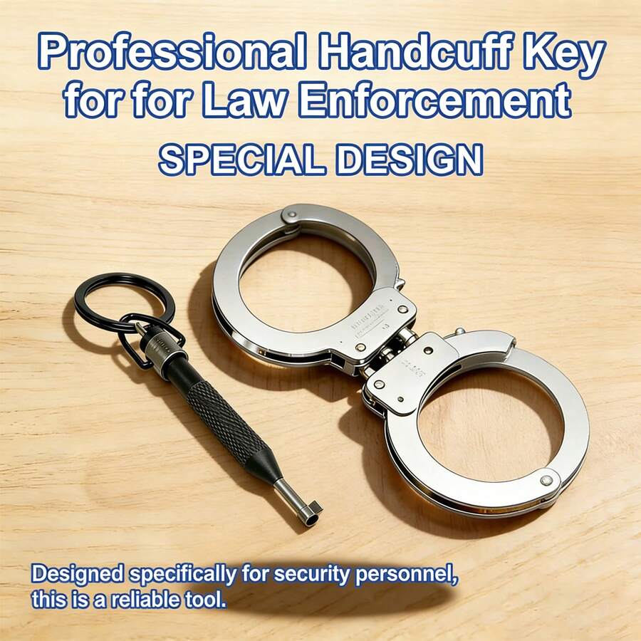 Professional Handcuff Key With Extended Handle, Non-Slip Grip, Stainless Steel Head, Quick Release Keychain For Law Enforcement, Security Guards, Emergency Use