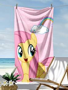 MY LITTLE PONY Printed Beach Towel 70*140, Double-Sided Plush Sports Towel, Soft And Quick-Drying Bath Towel, Double-Sided Plush Beach Swimming Large Towel, Striped Sports Style, Water-Absorbent Without Shedding Fibers, Outdoor Sun Protection - Multicolor - View 7