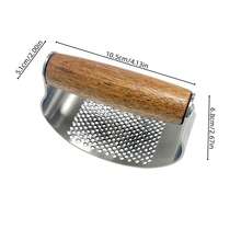 1pc Stainless Steel Garlic Press, Non-Slip Handle, Choice Of Rosewood Or Walnut Wood Handle, Durable Kitchen Tool, Food Prep Gadget - Brown - View 9