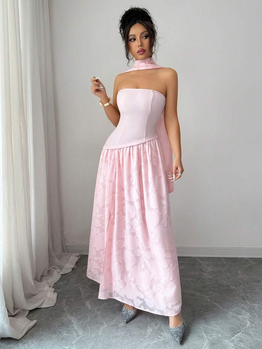 Đầm LiIyHouse mùa hè gợi cảm màu hồng ren cổ chữ V xoắn eo ôm sát, đầm không tay xòe 3D jacquard, thích hợp cho kỳ nghỉ, du lịch, tiệc tùng, hẹn hò đêm, dự đám cưới và tiệc chiêu đãi. - Hồng - Xem 1