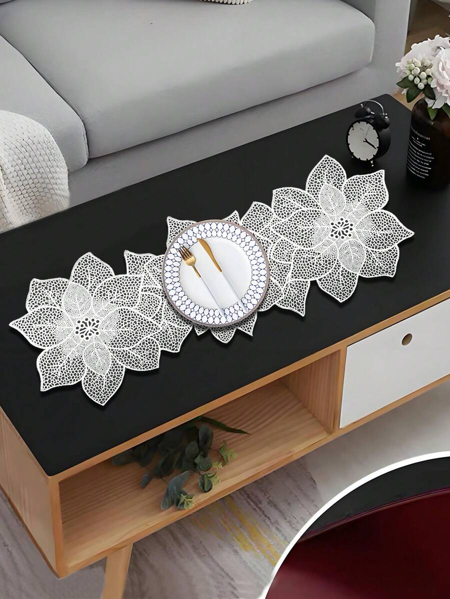 1pc, Christmas Flower Table Flags For Christmas Restaurant Table Centerpieces, Tabletop Protector Table Runner - Multicolor - View 1