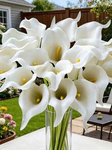 1pc/10pcs White Artificial Calla Lily Flowers, PU Lifelike Bouquet, Suitable For Home, Wedding, Indoor/Outdoor, Garden, Party, Boho Decor, Vase Filler, Tabletop Centerpiece, Wall And Bathroom Decoration - Multicolor - View 2