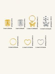 60个金银蝴蝶心形发夹，梦幻发饰，适合编发，心形发夹，金属编发圈，适合女性和女孩 - 彩色 - 查看 6