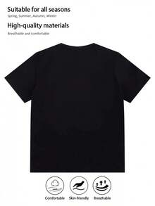 2026 Summer Collection Zoro Roronoa Zoro Ashura Style Black And White Unisex T-Shirt - Premium Print, Round Neck, Short Sleeves, Slim Fit, Suitable For Any Season, Fashionable And Casual For Both Men And Women, Eye-Catching Patterned T-Shirt, Long-Lasting And Colorfast. Free Shipping,  Within 24 Hours - 黑色 - 查看 2