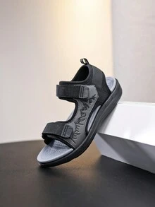 Adjustable Hook And Loop Strap Sports Sandals For Teenage Boys, Lightweight And Convenient - Black - View 6