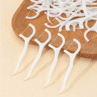500pcs/Pack Portable Disposable Dental Floss Picks, Unflavored Floss Sticks, Travel Oral Care Deep Cleaning Daily Necessities, Home Decor, Wedding Party Birthday Gift, Unisex New Year Accessories