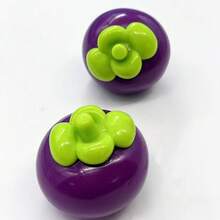 1pc Fluid Mangosteen Squishy Toy, Realistic Fruit Stress Relief Slow Rebound Putty (Leaf Color Random) - Multicolor - View 6