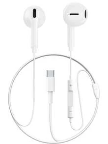 FCV 1入 USB C 耳機，相容 Phone 17/16/15 Pro Max Plus，Type C 耳機附麥克風與遙控耳塞，相容 Phone 17/16/15 Pro、Pad、Galaxy S23/S22/S21/S20/Ultra Note 10/20，120cm 線長 - 查看 1