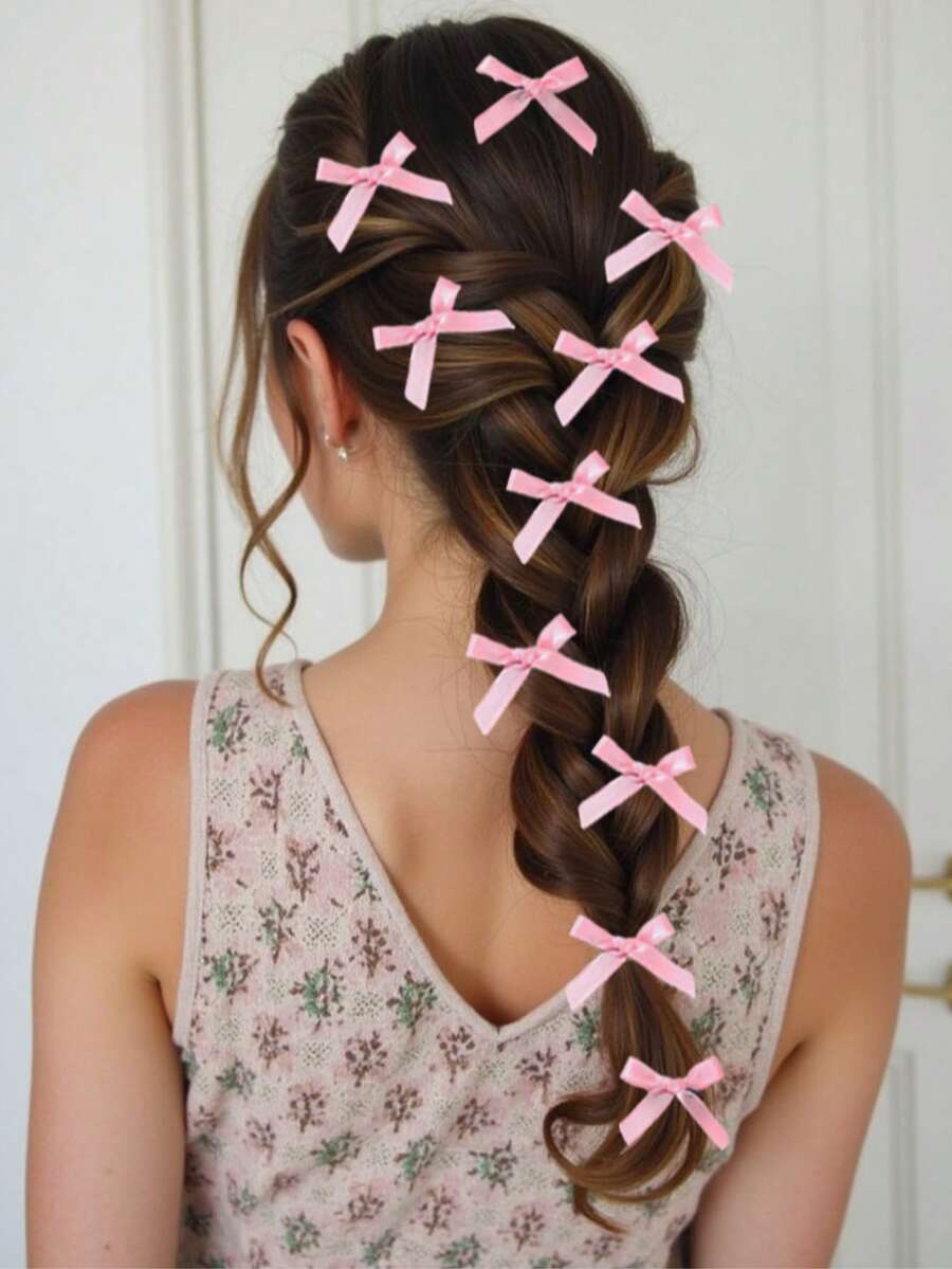 10pcs Cute Bowknot Hair Clips, Bangs Clamps For Girls, Suitable For Ponytail, Music Festival, Beach - Multicolor - View 1