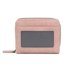 New PU Leather Anti-Theft Accordion Wallet, Multifunctional Minimalist Zipper Coin Purse Card Holder, Large Capacity Wallet For Women Festival Graduation Teacher Appreciation Gifts Birthday Gift Mother Gifts Mothers Day Gift Holiday Essentials Graduation Gifts Cute Money Wallet Mini Wallet Purse Wallet Small Wallet Coin Wallet Travel Essential Zip Up - Pink - View 3