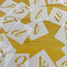 65pcs Reusable Plastic Letter Stencils: Alphabet, Numbers And Symbols, Suitable For Painting On Wooden Items - Calligraphy Style Craft Templates - Sets - View 5