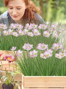 1/6 món hoa giả, cây xanh giả ngoài trời, bao gồm cỏ hành, thân cây xanh, cỏ dại, cây nhựa giả màu hồng, thích hợp cho vườn trong nhà/ngoài trời, văn phòng, trang trí nhà cửa, trang trí mùa hè, trang trí mùa xuân, trang trí hành lang ngoài trời, hoa giả màu hồng, trang trí nhà cưới, trang trí phòng, trang trí sân vườn, ban công - màu xanh lá - Xem 4
