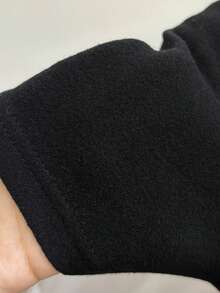 XLLAIS Casual Solid Color Notched Neck Thermal Lined Thick T-Shirt, Versatile For Spring, Autumn & Winter Black - Black - View 8