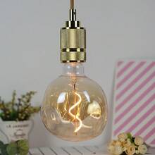 1个复古可调光LED灯丝灯泡，G125石纹创意球形灯泡，220V-240V，4W，E27灯头，2300K暖黄光，灰琥珀色玻璃灯泡，适用于客厅、卧室、酒吧、家居照明装饰，尺寸：4.92英寸 x 6.29英寸 - G125 Stone - 查看 7