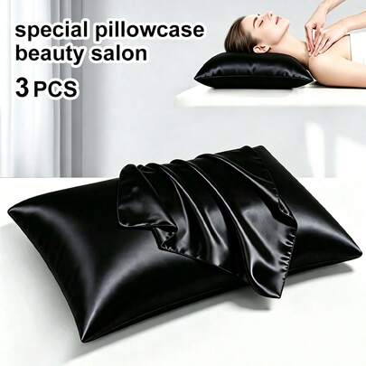 Vỏ gối satin dành cho các salon nối mi | Mềm mại hơn cả vỏ gối lụa, thích hợp cho các salon làm đẹp, spa, nối mi, trang điểm, màu đen.