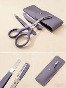 Bộ dụng cụ chăm sóc lông mày chuyên nghiệp 3 món (dành cho cả nam và nữ), gồm: máy tỉa lông mày, nhíp vát, kéo tỉa lông mày có lược, bộ dụng cụ tẩy lông và tạo hình lông mày. - Màu tím - Xem 7