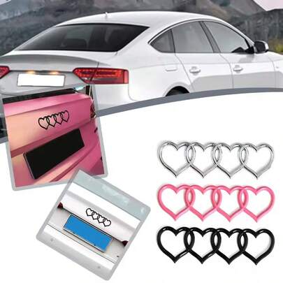 Heart-Shaped 3D Sticker For Car Decoration, Storage Box Decoration In The Car Compartment, Car Heart-Shaped Logo Label On The Rear Of The Trunk, Badge Sticker 1 Piece
