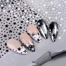 Pegatinas de uñas con estrellas metálicas doradas y plateadas estilo Y2K, disponibles en colores negro, blanco, rosa y azul con brillo autoadhesivo, tanto en colores metálicos como neón. Estas decoraciones de uñas son perfectas para manicuras, fiestas y eventos. - Multicolor - Ver 7