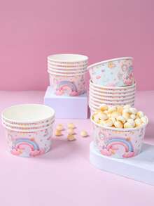 10个彩虹独角兽图案一次性纸碗，生日冰淇淋纸碗，可爱独角兽纸碗，生日派对装饰，成人派对用品，一周岁生日派对装饰，生日派对用品，独角兽主题派对装饰，家居装饰，桌面装饰，厨房装饰 - 彩虹獨角獸 - 查看 6