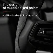 Hocasen For DS Suede Leather Steering Wheel Cover Segmented Design Quick-Install Non-Slip And Comfortable All-Season Compatibility 2 Pieces/3 Pieces Set Optional For DS 7/DS 4/DS N°4/DS 3/DS 9/DS N°8 Black Brown Mocha Orange Red Green - Sectional Suede Steering Wheel Cover - View 4