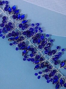 1pc Women's Multicolor Crystal Headband, Party Hair Accessory,Summer,Beach,Wedding - Blue - View 6