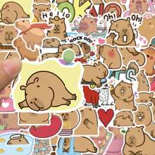 50PCS Cartoon Capybara Cute Pufferfish Waterproof Graffiti Stickers For Helmet Bicycle Hand Account Pencil Case Decals - 50PCS - View 3