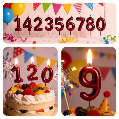 1pc Burgundy New Year 0-9 Number Candles, Spray Painted High-End Party Birthday Cake Baking Decor, Adult Gift Birthday Anniversary