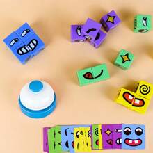 Face Changing Magic Cube Game, Face Changing Building Blocks Game, Expression Matching Building Blocks Puzzle, Building Blocks Puzzle Toys, Family Game - Multicolor - View 9