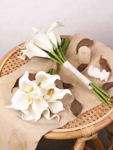 1pc/10pcs White Artificial Calla Lily Flowers, PU Lifelike Bouquet, Suitable For Home, Wedding, Indoor/Outdoor, Garden, Party, Boho Decor, Vase Filler, Tabletop Centerpiece, Wall And Bathroom Decoration - Multicolor - View 4