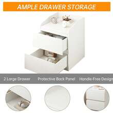 Beaully Modern Nightstand With 2 Drawers Bedside Table, End Table Bed Side Table 2 Drawers Night Stand, Dorm Side Table Curved With Handle Free Design For Living Room - 白色 - 查看 6