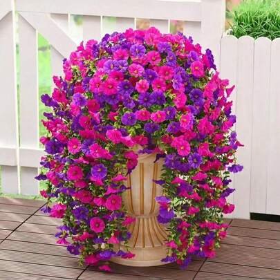 Hoa bìm bìm giả bằng lụa với lá bạch đàn, chống tia UV, hoa treo giả sống động như thật, cây hoa giả giống thật, thích hợp trang trí ngoài trời vào mùa xuân và mùa hè, hoa treo giả, thích hợp trang trí đám cưới, nhà cửa, văn phòng, sân vườn, sinh nhật, kỷ niệm, ngày lễ, lễ tốt nghiệp (Màu đỏ hồng)