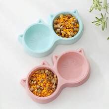 一套可爱猫形双头宠物碗，适用于猫、小型/中型犬、兔子和其他小型宠物，二合一防溢喂食器 - Small and medium-sized pets - 查看 5