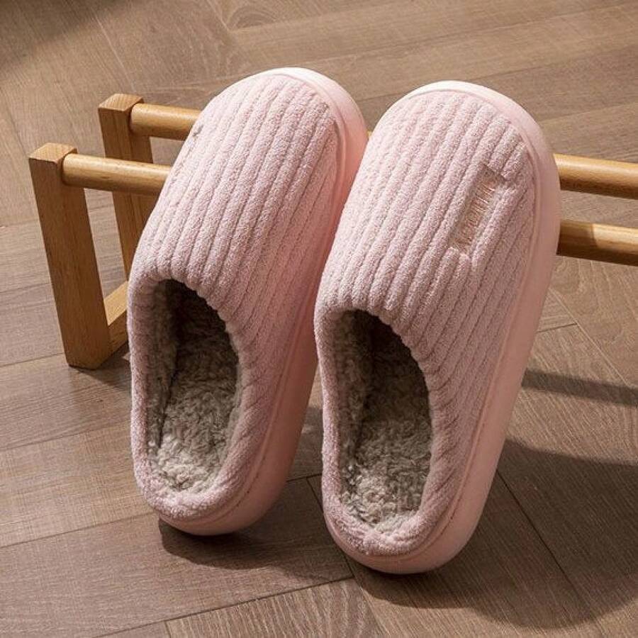 唯义秋冬静音防滑綿スリッパ、女性用室内保温防臭、外履き可能、おしゃれな毛皮スリッパ卸売 - ピンク[高級品] - チェックする 1