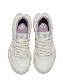 CAMEL CROWN 女士休闲徒步鞋，春夏透气休闲老爹运动徒步鞋 - 米白/香芋紫 - 查看 7