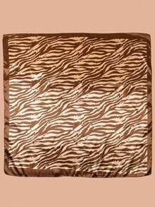 1pc Woven Zebra Print Scarf, Suitable For Everyday Wear - 咖啡棕色 2 - 查看 4