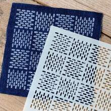 Set 32 buah stensil bordir geometris terbuat dari PET yang dapat digunakan kembali, menampilkan puluhan pola sashiko tradisional klasik yang cocok untuk bordir kain, pakaian DIY, proyek tekstil rumah, dan berbagai kerajinan tangan. - Set - View 4