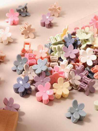 10/20/30个装柔和色调花朵发夹，女士小爪夹刘海发夹，发卡发饰，夏季、假日、旅行