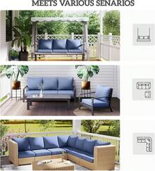 Outsunny Outdoor Chair Cushions Set Of 4, Fade Resistant, 24 X 24 In Deep Seat, Patio Cushions For Chair, Sofa, And Outdoor Furniture, Gray - 天藍色 - 查看 7